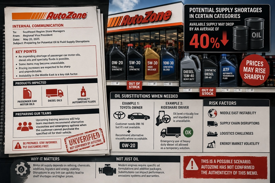 Иллюстрация к статье Служебная записка AutoZone предупредила о возможном дефиците моторных масел до 40%