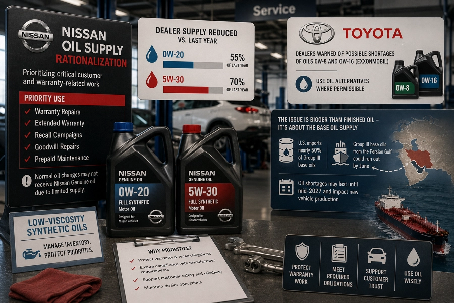 Иллюстрация к статье Nissan ограничила поставки дилерам фирменных масел 0W-20 и 5W-30 на фоне дефицита Group III в США