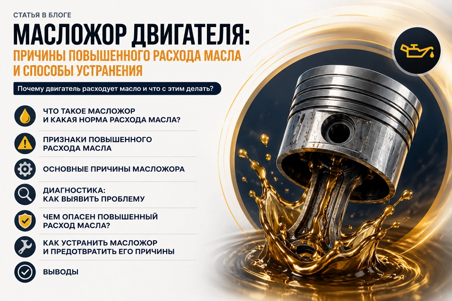Иллюстрация к статье Масложор двигателя: причины повышенного расхода масла и способы устранения