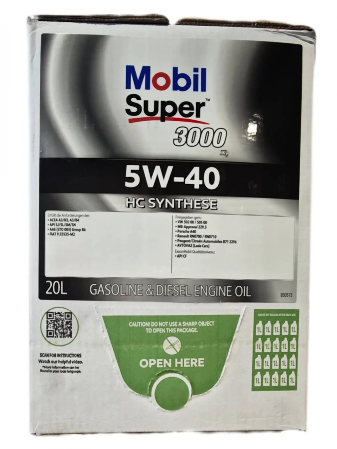 MOBIL Super 3000 x1 5W-40, 20L, артикул Mobil 155054