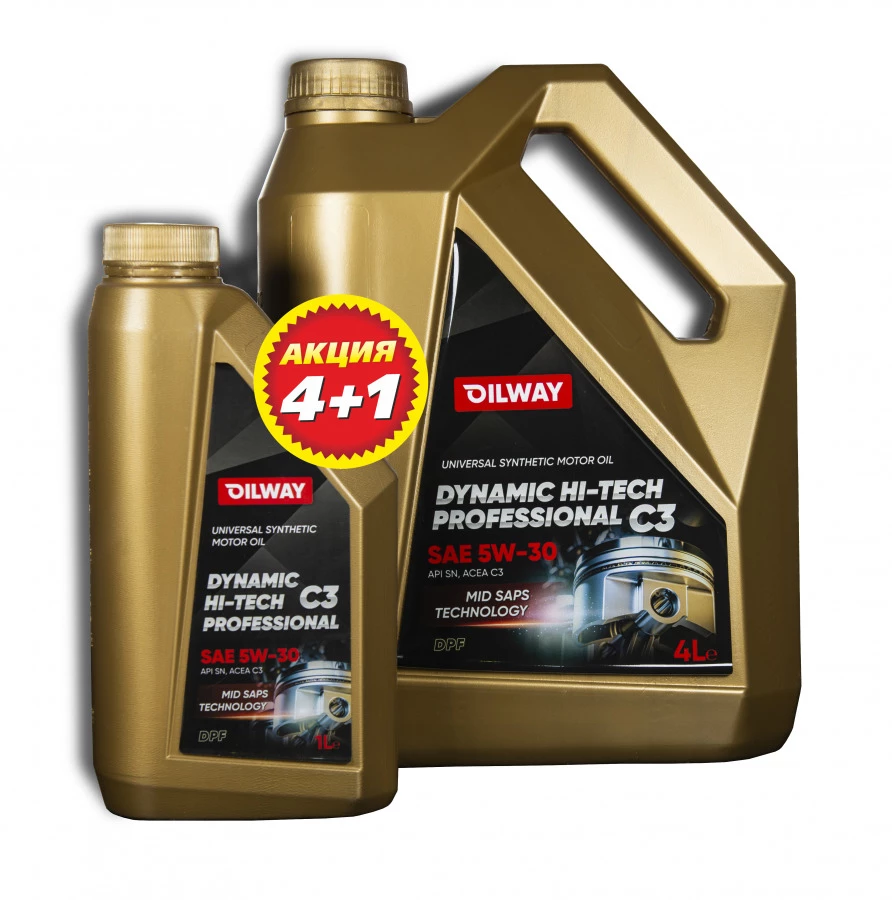 Oilway Dynamic Hi-Tech Professional C3 5W-30 4L+1L, артикул Mobil 4640076016473А