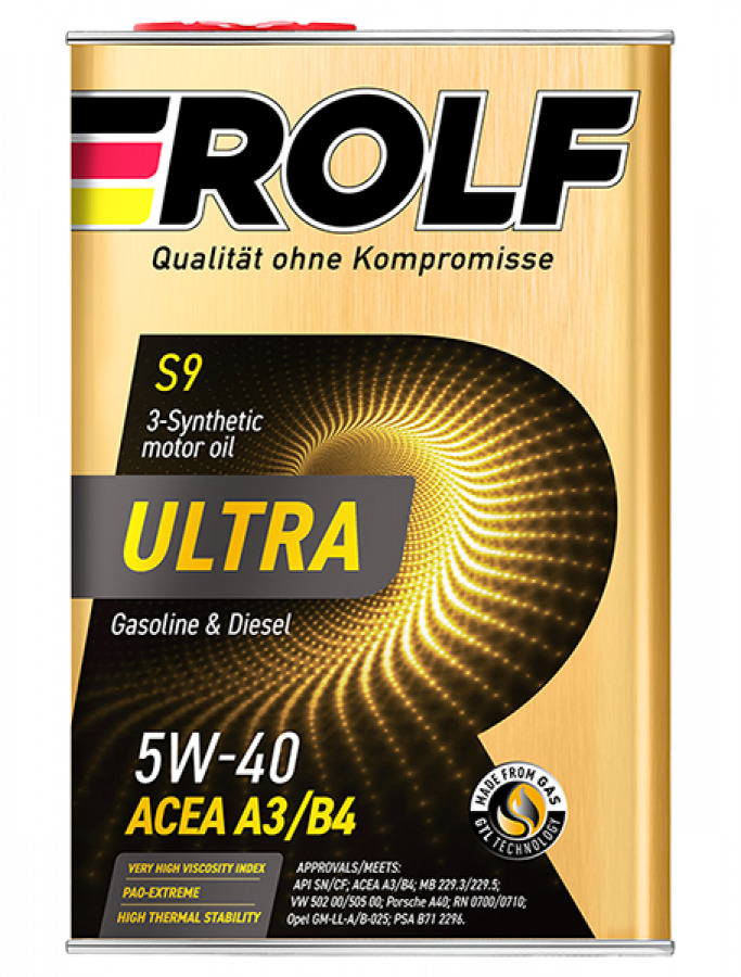 Rolf ULTRA SAE 5W-40 ACEA A3/B4 API SN/CF, 4L, артикул Mobil 322938