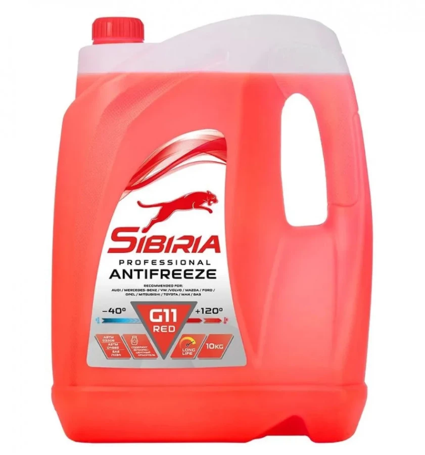SIBIRIA ANTIFREEZE ОЖ-40 красный, 10кг, артикул Mobil 800887
