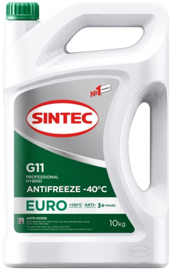 SINTEC ANTIFREEZE Euro G11 green -40, 10KG, артикул Mobil 990571