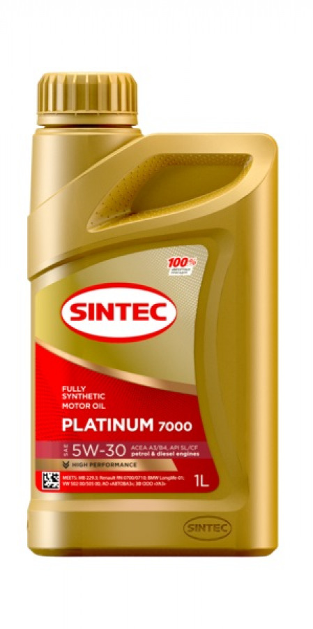 SINTEC PLATINUM 7000 5W-30 A3/B4, 1L, артикул Mobil 600143