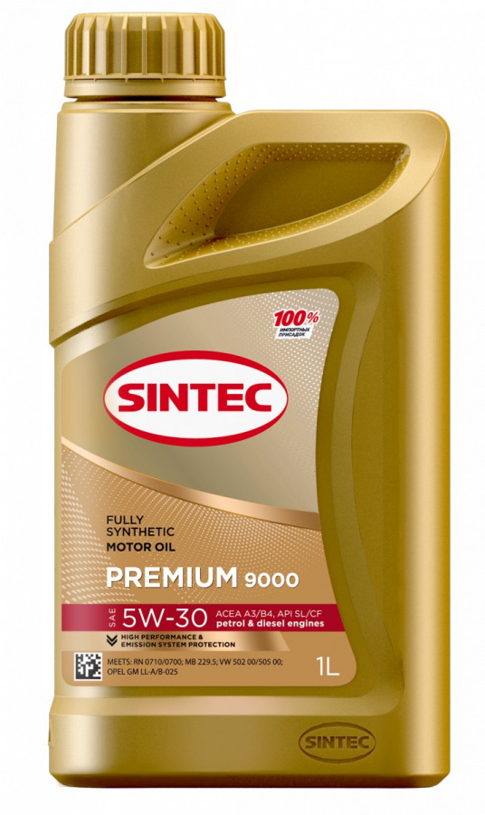 SINTEC PREMIUM 9000 5W-30 A3/B4, 1L, артикул Mobil 600102