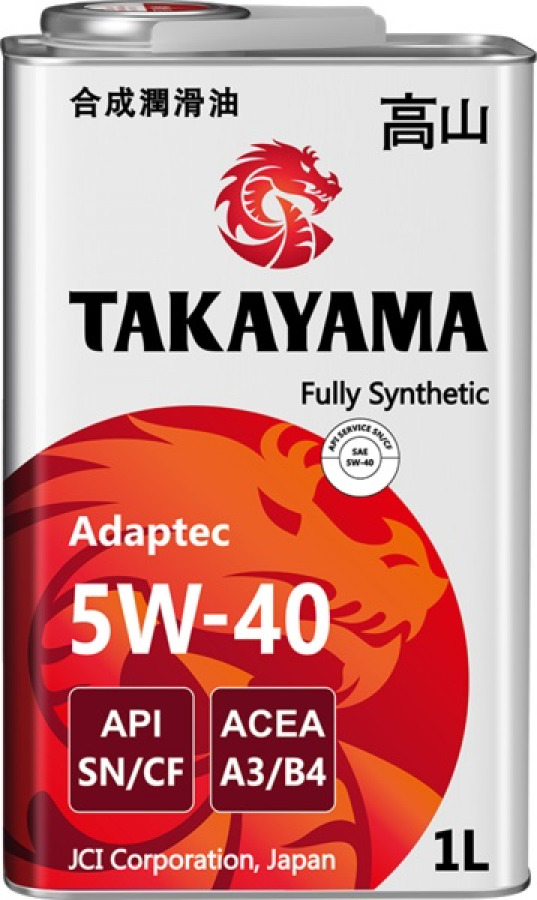 TAKAYAMA Adaptec SAE 5W-40 ACEA A3/B4 API SN/CF, (металл), 1L, артикул Mobil 605586
