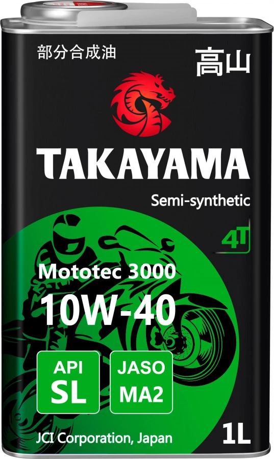 TAKAYAMA MOTOTEC 3000 4T SAE 10W-40 API SL JASO MA-2, 1L, артикул Mobil 605571