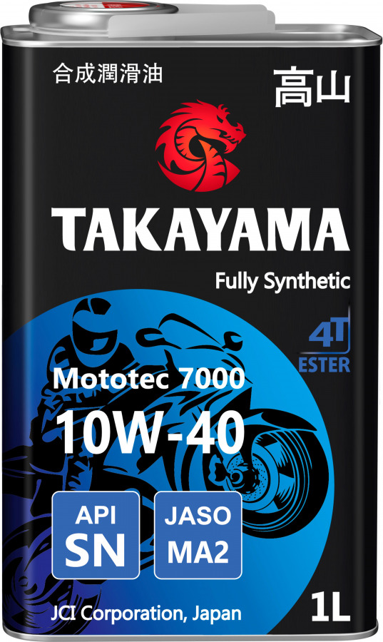 TAKAYAMA MOTOTEC 7000 4T SAE 10W-40 API SN JASO MA-2, 1L, артикул Mobil 605575
