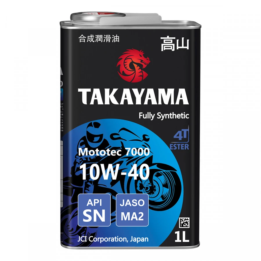 TAKAYAMA MOTOTEC 7000 4T SAE 10W-40 API SN JASO MA-2, 4L, артикул Mobil 605581