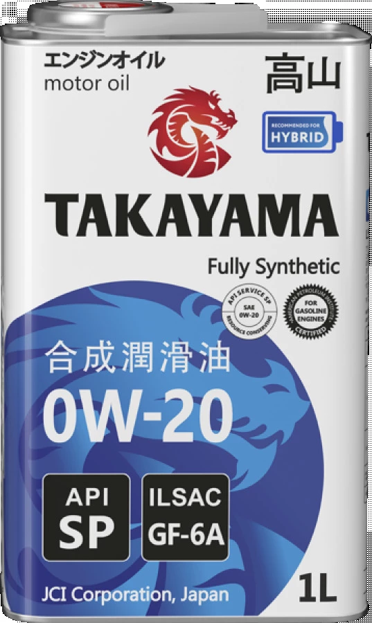 TAKAYAMA SAE 0W-20, IL SAC GF-6A, API SP, 12X1L, артикул Mobil 605140