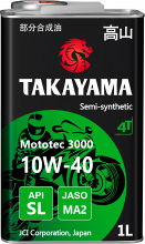 Товар TAKAYAMA MOTOTEC 3000 4T SAE 10W-40 API SL JASO MA-2, 1L