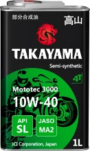 Товар TAKAYAMA MOTOTEC 3000 4T SAE 10W-40 API SL JASO MA-2, 1L