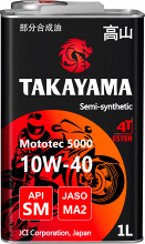 Товар TAKAYAMA MOTOTEC 5000 4T SAE 10W-40 API SM JASO MA-2, 1L