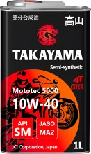 Товар TAKAYAMA MOTOTEC 5000 4T SAE 10W-40 API SM JASO MA-2, 1L