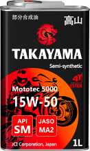Товар TAKAYAMA MOTOTEC 5000 4T SAE 15W-50 API SM JASO MA-2, 1L