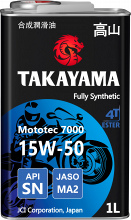 Товар TAKAYAMA MOTOTEC 7000 4T SAE 15W-50 API SN JASO MA-2, 1L