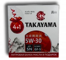 TAKAYAMA SAE 5W-30 ILSAC GF-5, API SN, 4L+1L, артикул Mobil 605138
